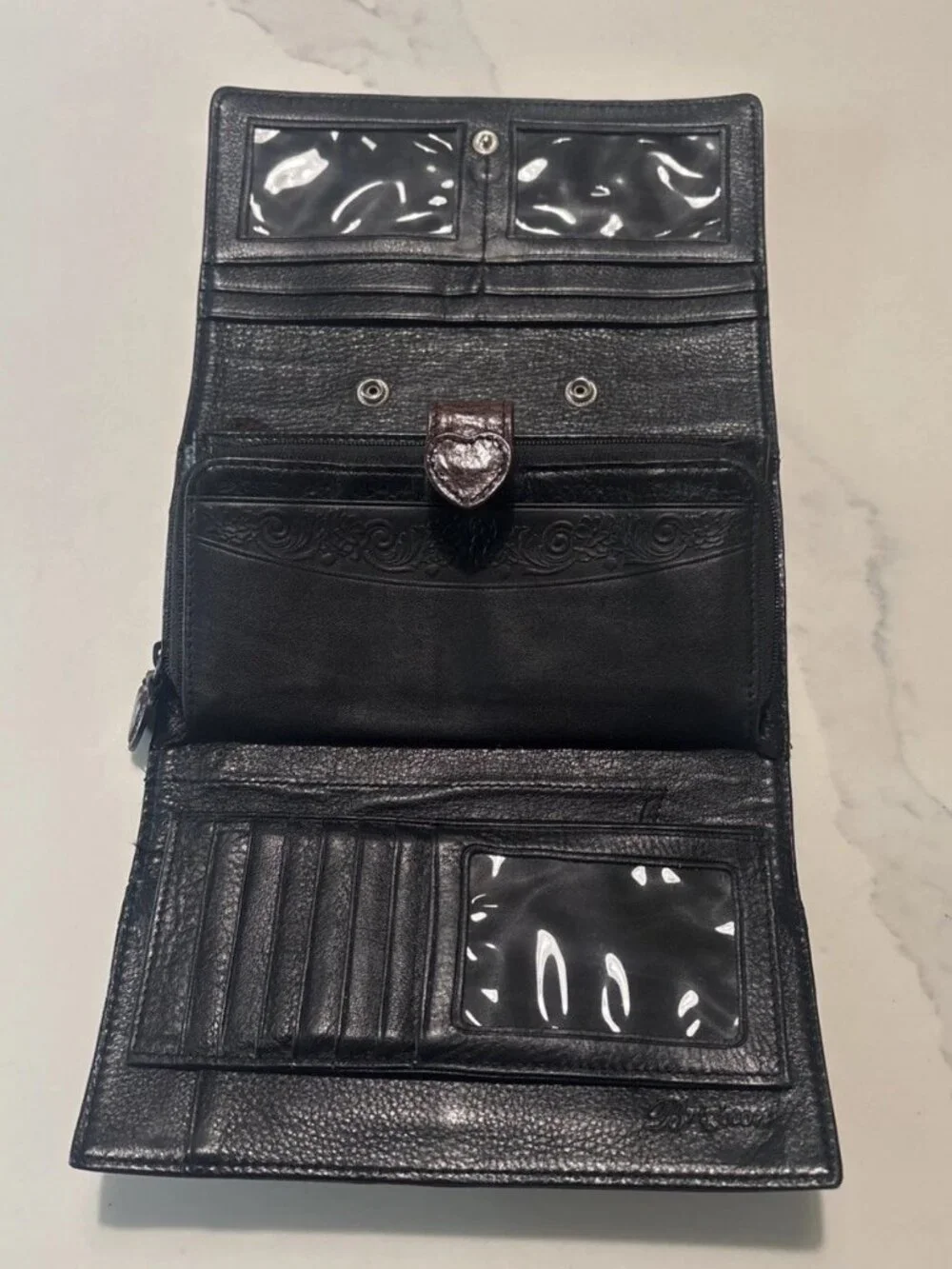 Brighton Wallet Bifold Leather Alligator Card Organizer Checkbook Vintage Brown